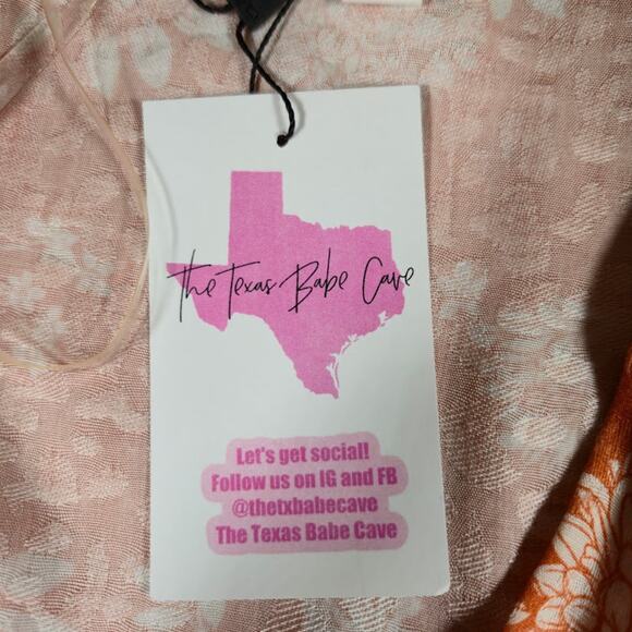 Peach Love Womens Floral Kimono Size Large Orange Flutter Sleeve Bohemian - Picture 8 of 9